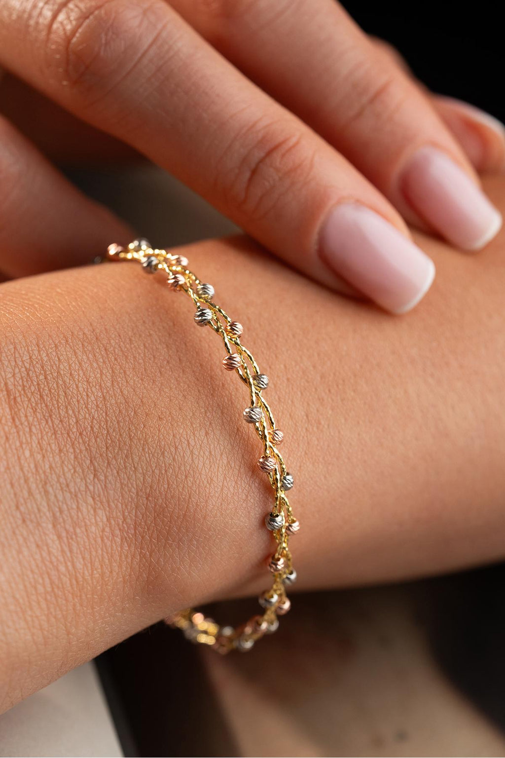 Dorika Bracelet, 925 Sterling Silver Jewelry, Gold Plated Bead Bracelet, Gift