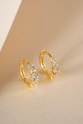 Gold Plated 925 Sterling Silver, Five Stone Hoop Earrings, Zircon Huggie Jewelry