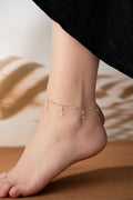 14K Gold Plated 925 Sterling Silver, Star Anklet, Zircon Dangle Jewelry