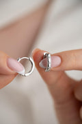 925 Sterling Silver, Zircon Hoop Earrings, Rhodium Plated Huggie Jewelry
