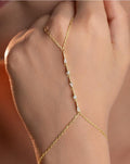 925 Sterling Silver, Baguette Hand Chain, Gold Plated Zircon Bracelet
