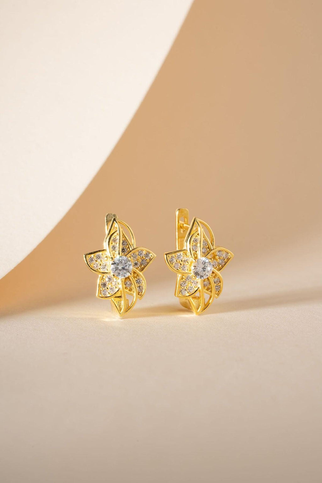 925 Sterling Silver, Lily Flower Earrings, Zircon Floral Jewelry