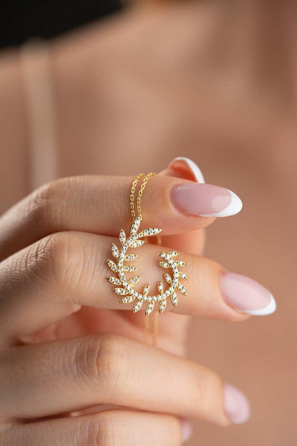 925 Sterling Silver, Ivy Necklace, Gold or Rhodium Plated Zircon Jewelry