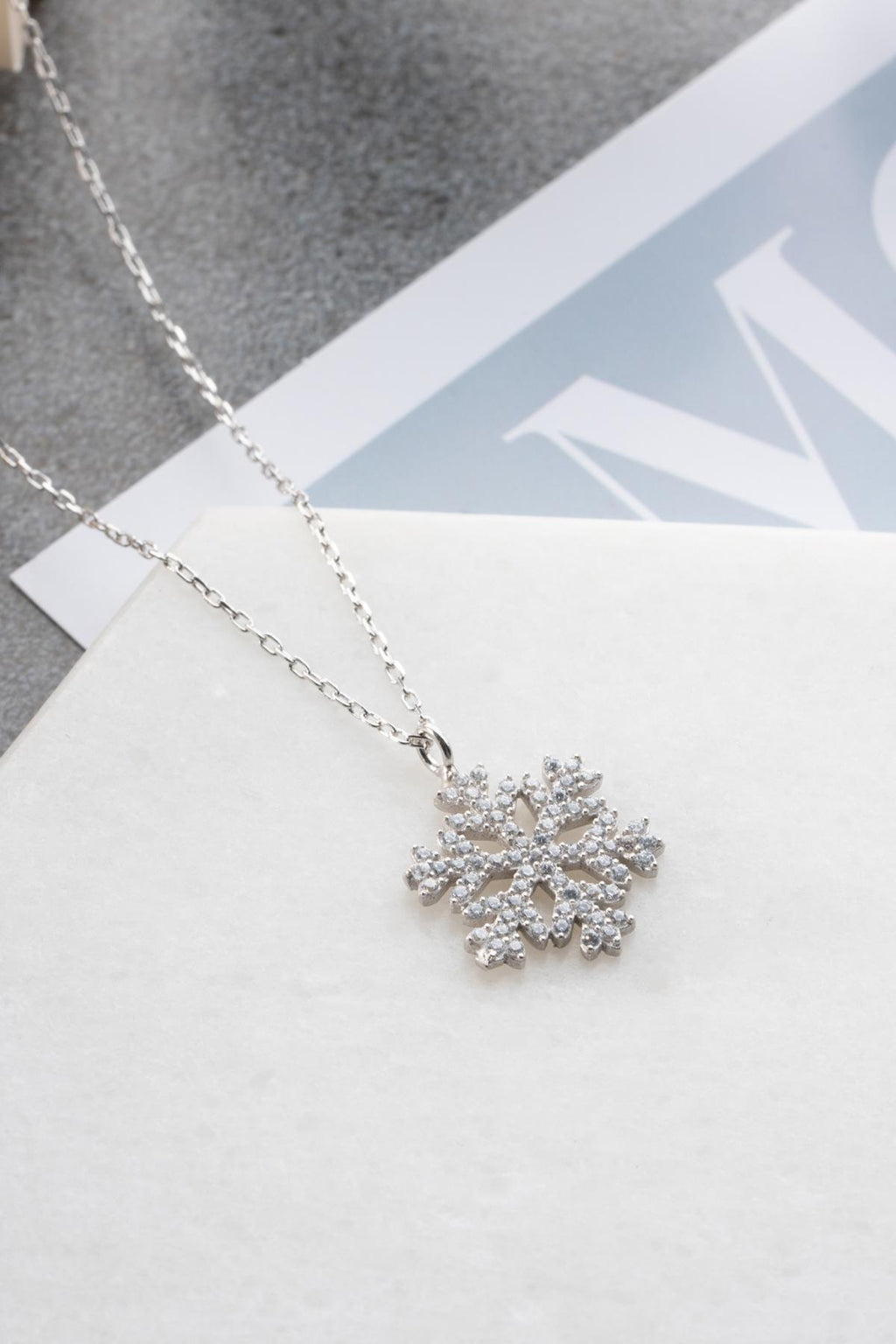 Aurora Snowflake Necklace, 925 Sterling Silver Pendant, Zircon Jewelry, Winter Gift for Her