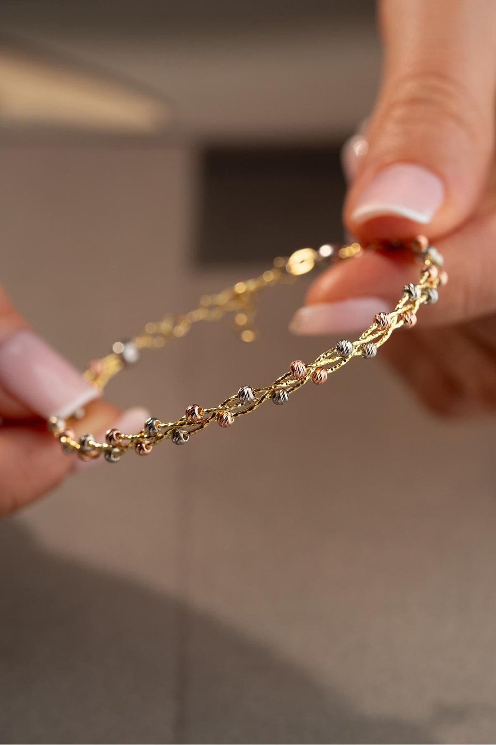 Dorika Bracelet, 925 Sterling Silver Jewelry, Gold Plated Bead Bracelet, Gift