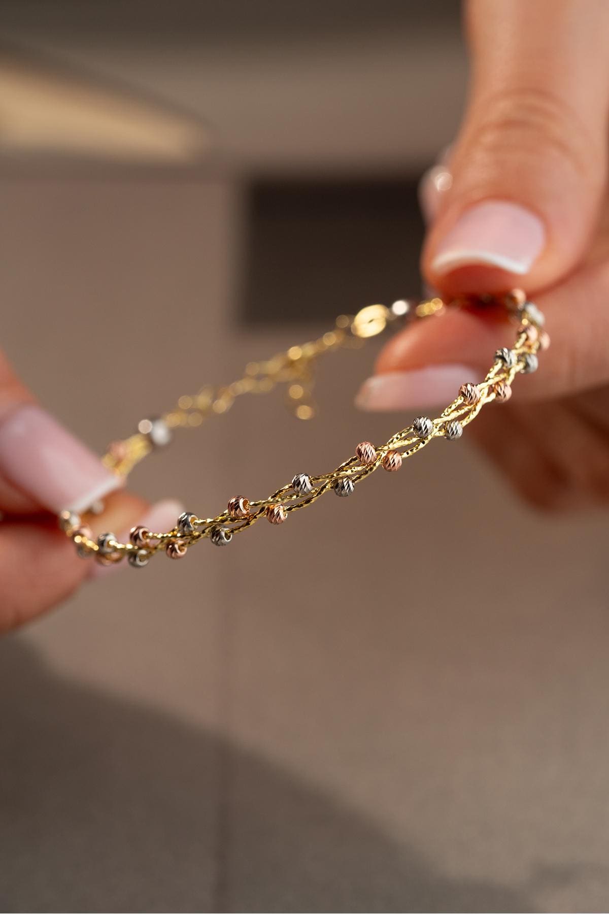 Dorika Bracelet, 925 Sterling Silver Jewelry, Gold Plated Bead Bracelet, Gift