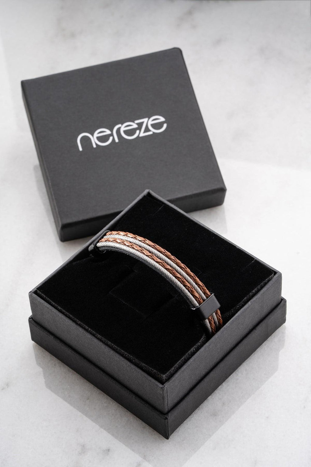 Men's Leather Bracelet, Stainless Steel Jewelry, Brown Braided Bracelet, Gift for Him