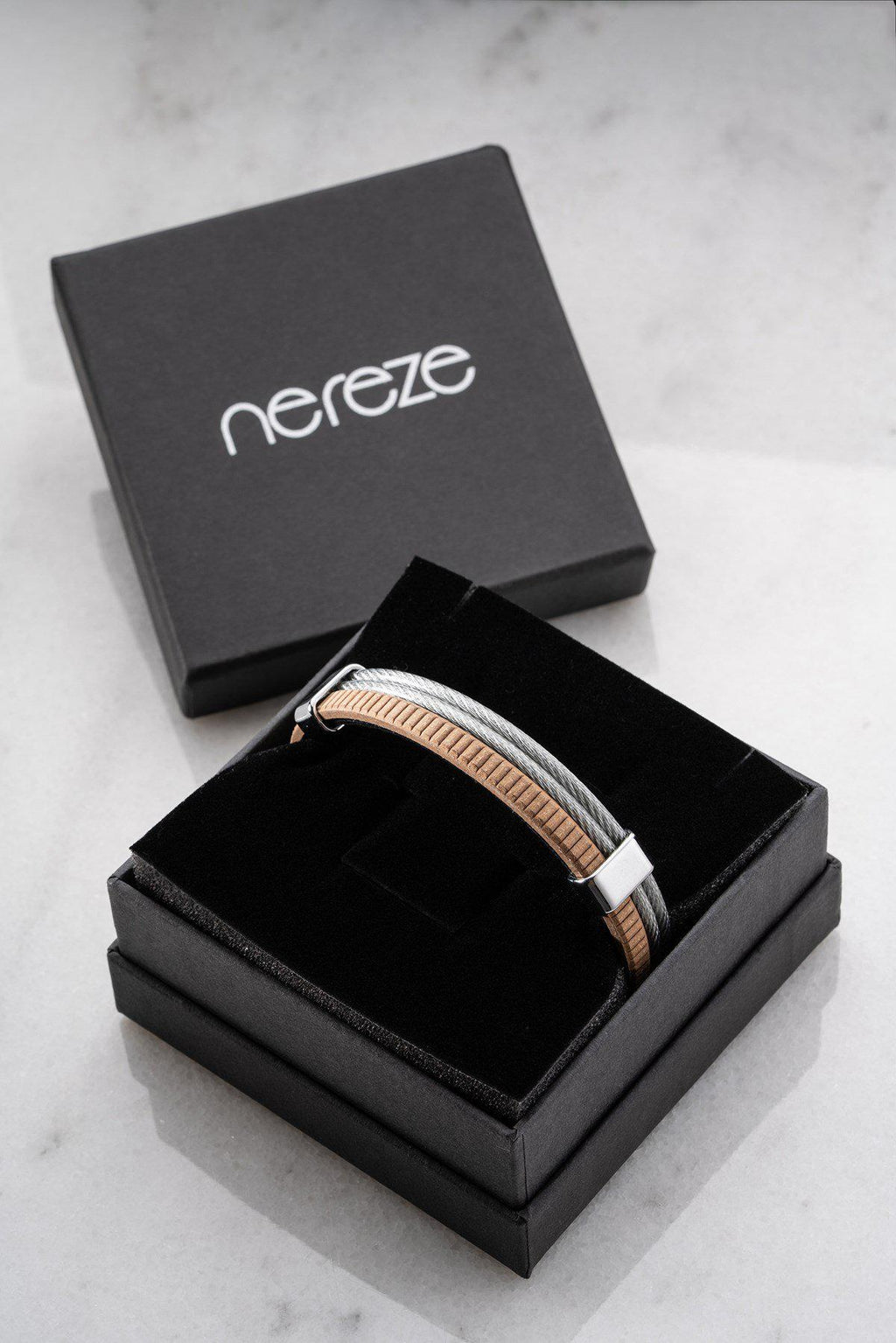 Men's Double Row Bracelet, Stainless Steel Jewelry, Brown Leather Bracelet, Gift for Him