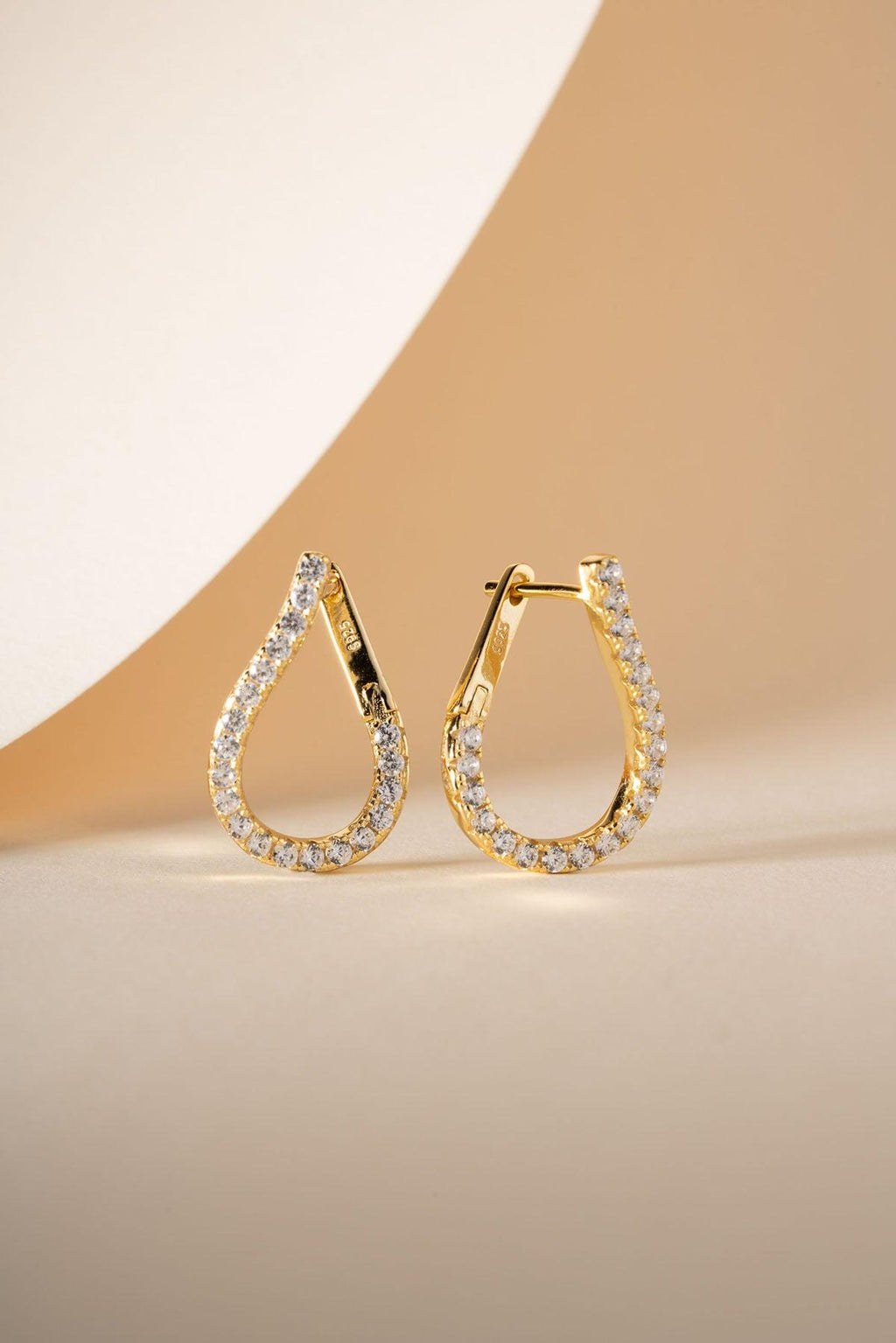 Gold Plated  Teardrop Earrings, Zircon Sterling Silver Dangle Earrings for Women