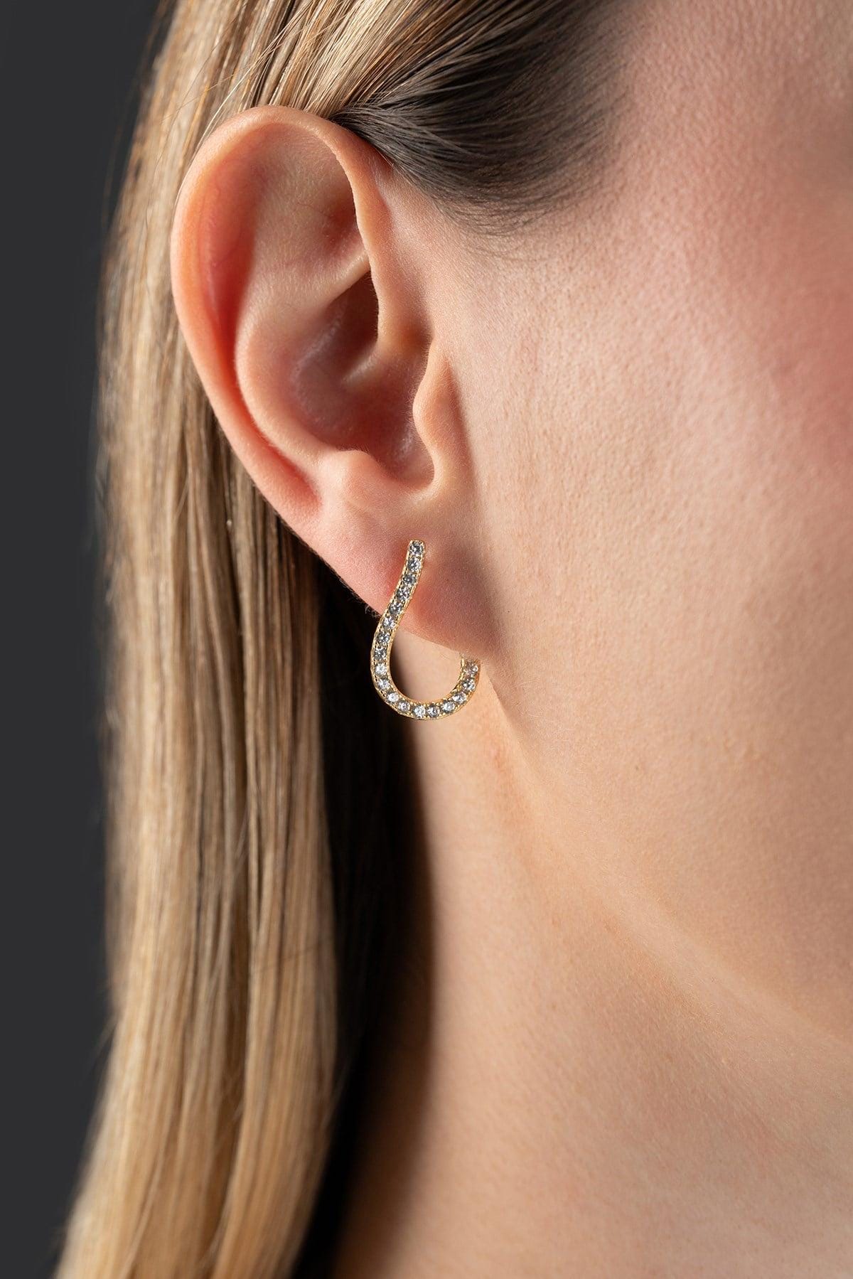 Gold Plated  Teardrop Earrings, Zircon Sterling Silver Dangle Earrings for Women