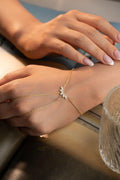Gold Marquise Hand Chain, Zircon Sterling Silver Shahmaran Bracelet for Women