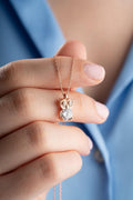 Owl Necklace, 925 Sterling Silver Rose Gold Plated Zircon Pendant Necklace