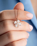 Rose Gold Plated Clover Necklace, Sterling Silver Lucky Four Leaf Pendant