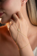 Snowflake Hand Chain Bracelet, Gold Plated Sterling Silver Zircon Shahmaran Bracelet